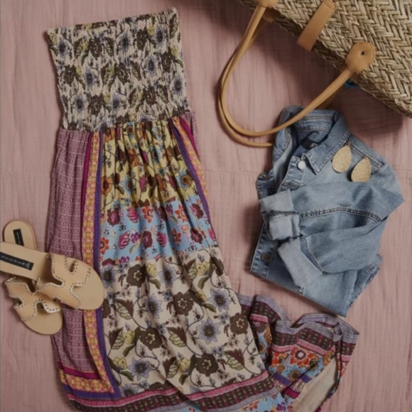 Raga Printed Strapless Maxi Tube Dress Boho Multi Floral Women's Size L - Picture 15 of 16